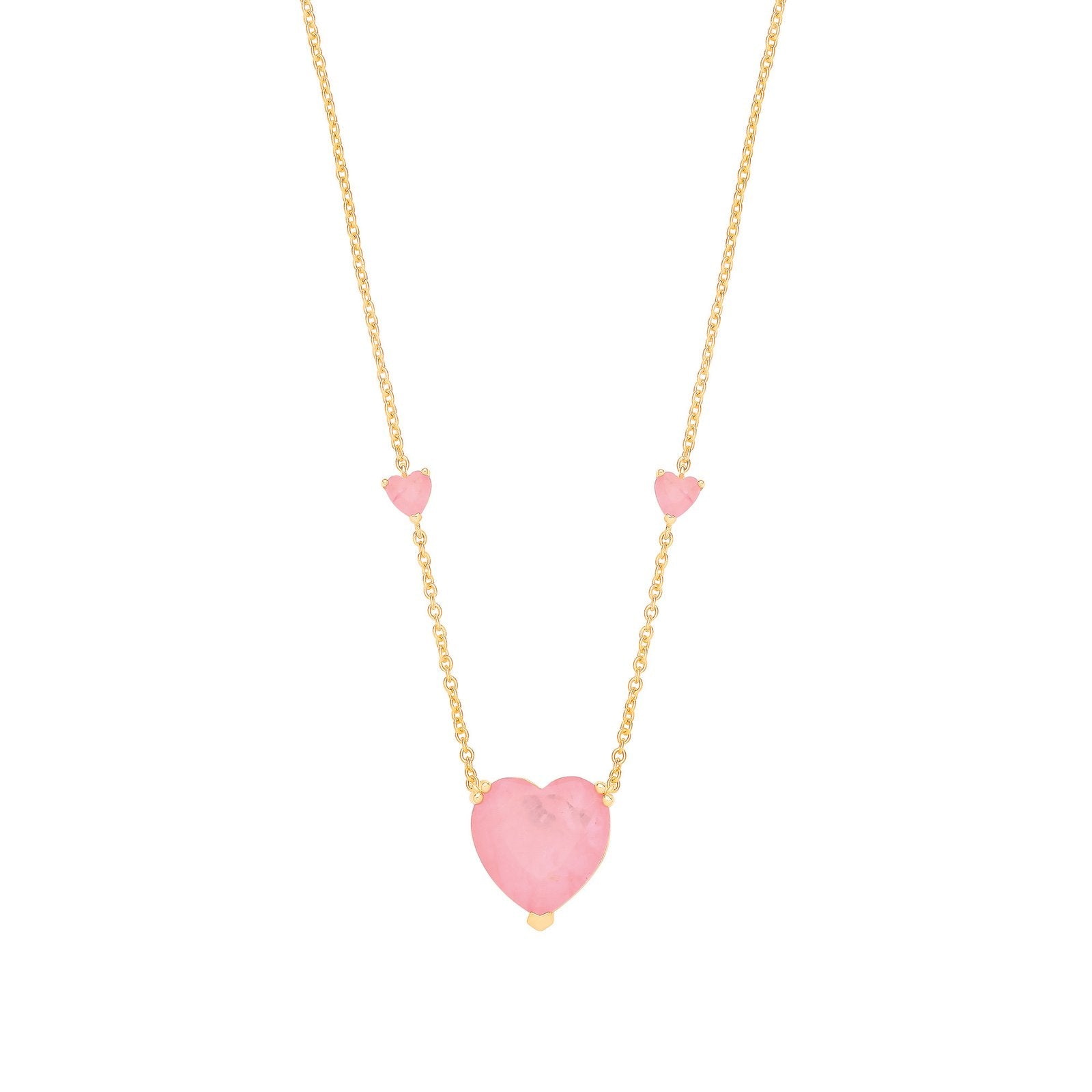 Silver Yellow Gold Plated, Pink Heart Necklace - Fine Necklace - Certified Authentic – Luxury Jewellery by Imperial Ti